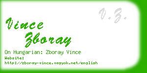 vince zboray business card